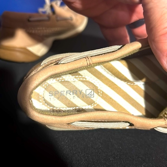 SPERRY TOP SIDER STS90317 2 Eye Tan Beige Leather Slip On Boat Shoes Women's 9.0 - Picture 8 of 10